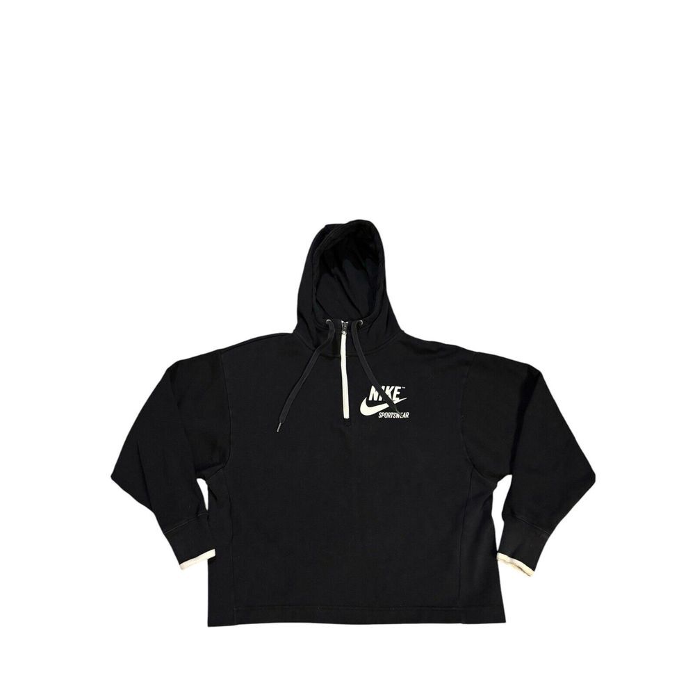 Nike Sportswear 1/4 Zip Black Hoodie‎ Men's Size Small